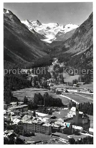 AK / Ansichtskarte Pontresina Panorama mit Roseggletscher Berninagruppe Kat. Pontresina