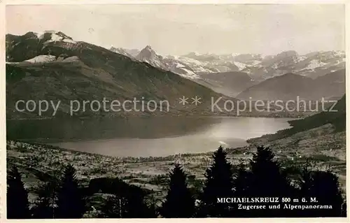 AK / Ansichtskarte Zug ZG Blick vom Michaelskreuz Zugersee und Alpenpanorama Kat. Zug