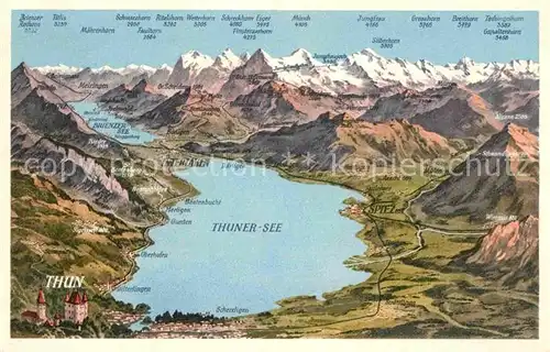 AK / Ansichtskarte Thun BE mit Berner Oberland Alpen aus der Vogelperspektive Kat. Thun