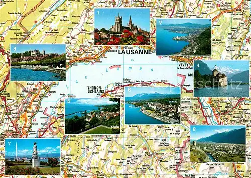 AK / Ansichtskarte Lac Leman Genfersee Lausanne Montreux Vevey Nyon Chateau Chillon Thonon Evian Geneve Martigny Kat. Genf