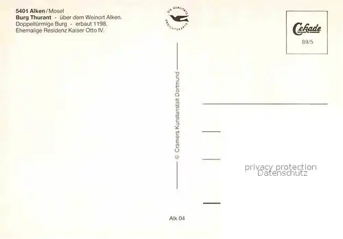 AK / Ansichtskarte Alken Koblenz Burg Thurant Ruestungen Mosel  Kat. Alken