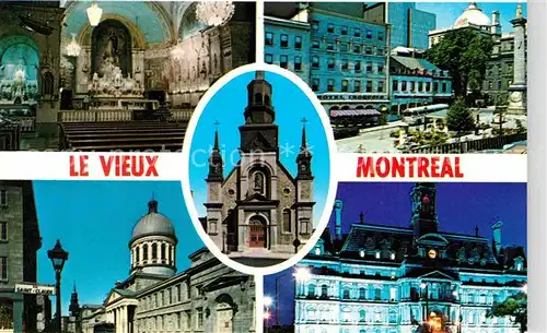 AK / Ansichtskarte Montreal Quebec Eglise Notre Dame Edifice Bon Secours Old City Square Hotel de Ville at night Kat. Montreal