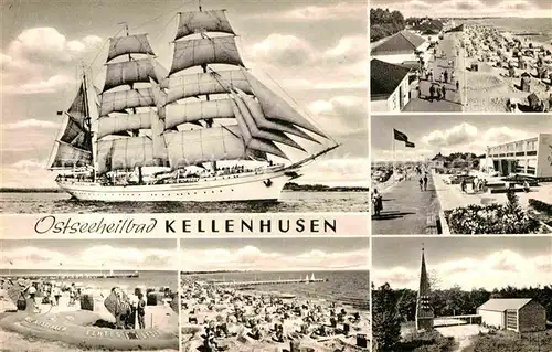 AK / Ansichtskarte Kellenhusen Ostseebad Segelschiff Strand Promenade Kirche Kat. Kellenhusen (Ostsee)