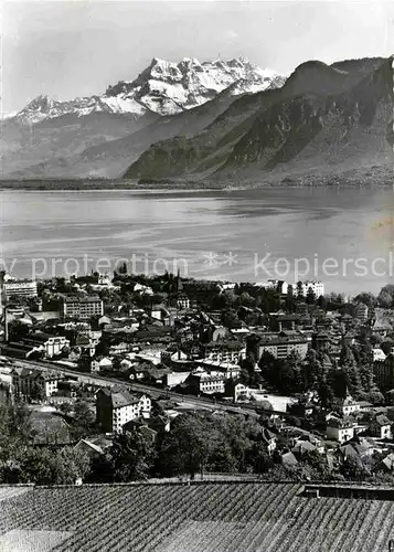 AK / Ansichtskarte Vevey VD Fliegeraufnahme Lac Leman et Dents du Midi Kat. Vevey