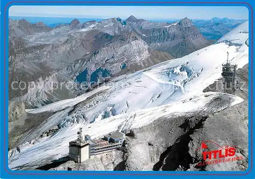 AK / Ansichtskarte Titlis BE Gletscher Gipfelrestaurant Alpenpanorama Fliegeraufnahme Kat. Titlis