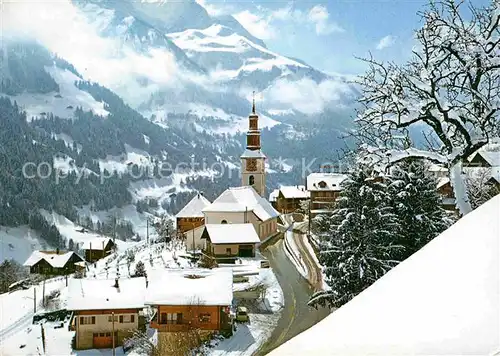 AK / Ansichtskarte Val d Illiez Ortsansicht mit Kirche Winterpanorama Alpen Kat. Val d Illiez