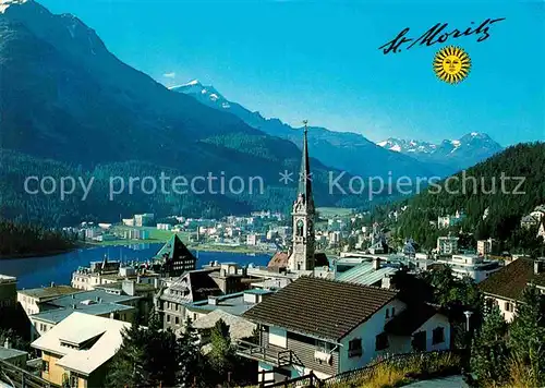 AK / Ansichtskarte St Moritz Dorf GR Panorama See und Piz Corvatsch Kat. St Moritz
