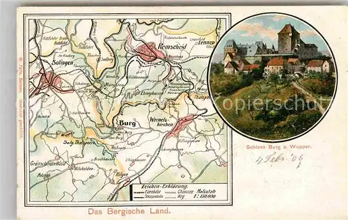AK / Ansichtskarte Solingen Schloss Burg Umgebungskarte Kat. Solingen