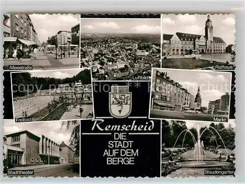 AK / Ansichtskarte Remscheid Alleestrasse Rathaus Markt Freibad Stadttheater Staudengarten Kat. Remscheid