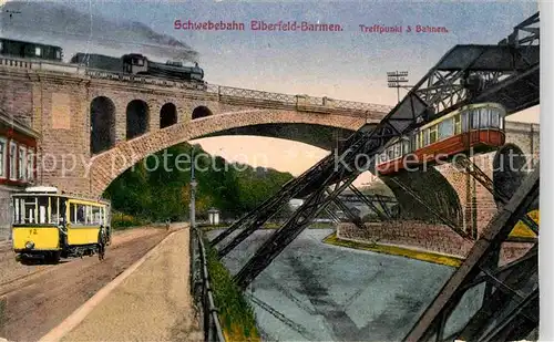 AK / Ansichtskarte Barmen Wuppertal Schwebebahn Elberfeld Treffpunkt 3 Bahnen Kat. Wuppertal