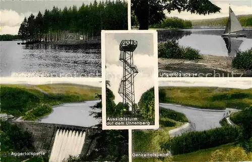 AK / Ansichtskarte Wuppertal Brucher Agger Genkel Lingesetalsperre Aussichtsturm Unnenberg Kat. Wuppertal