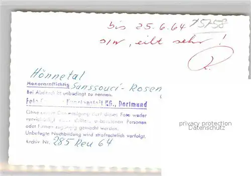 AK / Ansichtskarte Sanssouci Hoennetal Rosengarten Kat. Balve