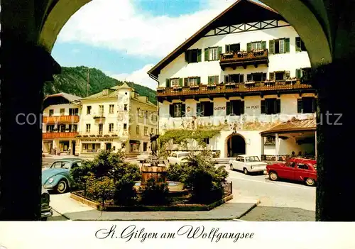 AK / Ansichtskarte St Gilgen Wolfgangsee Mozartbrunnen Gasthof Post 