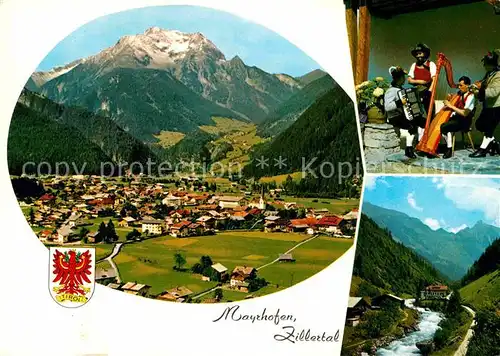AK / Ansichtskarte Mayrhofen Zillertal Fliegeraufnahme Gasthaus Zillergrund Saengertrio Kat. Mayrhofen