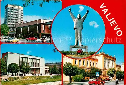 AK / Ansichtskarte Valjevo Hochhaus Gebaeude Denkmal Statue
