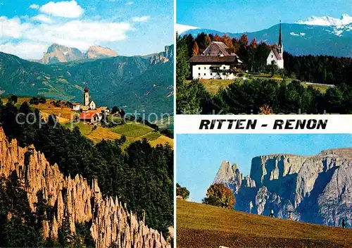AK / Ansichtskarte Ritten Renon Erdpyramiden Kematen Blick gegen Schlern  Kat. Renon Ritten Suedtirol