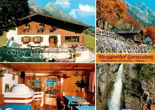 AK / Ansichtskarte Oberstdorf Berggasthof Gerstruben Gaststube Wasserfall Hoelltobel Kat. Oberstdorf