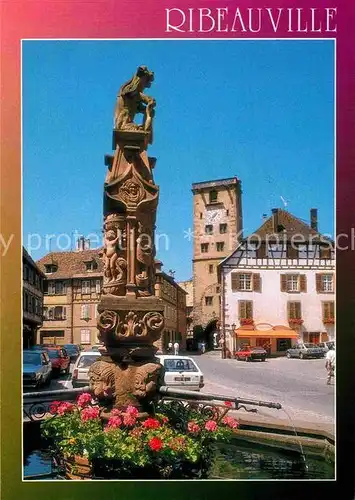 AK / Ansichtskarte Ribeauville Haut Rhin Elsass Tour des Bouchers Fontaine Metzgerturm Brunnen Kat. Ribeauville