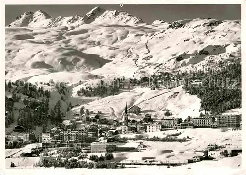AK / Ansichtskarte St Moritz Dorf GR Winterpanorama mit Corviglia und Piz Nair Albula Alpen Kat. St Moritz