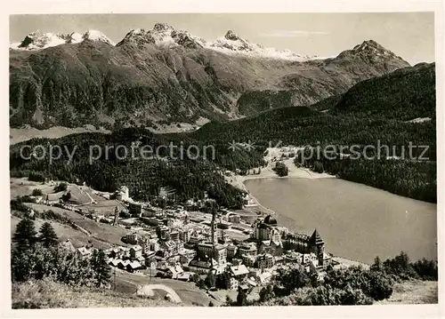 AK / Ansichtskarte St Moritz GR Gesamtansicht mit Alpenpanorama St Moritzersee Kat. St Moritz