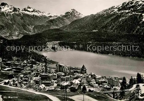 AK / Ansichtskarte St Moritz GR Gesamtansicht mit Alpenpanorama St Moritzersee Kat. St Moritz