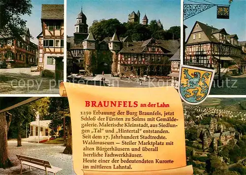 AK / Ansichtskarte Braunfels Fliegeraufnahme Schloss Fachwerkhaeuser Untere Pforte Teilansicht  Kat. Braunfels