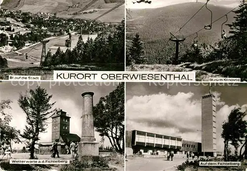 AK / Ansichtskarte Oberwiesenthal Erzgebirge Stadt Wetterwarte auf dem Fichtelberg Blick zum Klinovec Kat. Oberwiesenthal