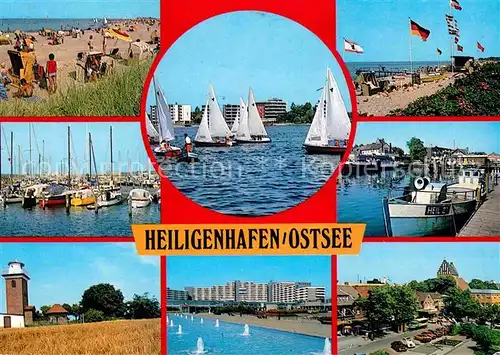 AK / Ansichtskarte Heiligenhafen Ostseebad Strand Leuchtturm Hafen Regatta Yachthafen Kat. Heiligenhafen