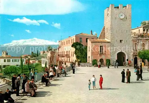 AK / Ansichtskarte Taormina Sizilien Sankt Augustin Platz Uhrturm  Kat. 