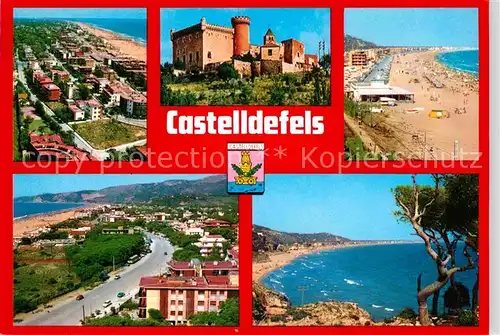 AK / Ansichtskarte Castelldefels Panorama Strand Burg  Kat. Costa Brava