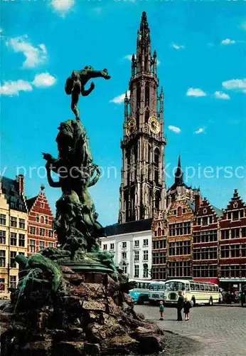 AK / Ansichtskarte Antwerpen Anvers Grote Markt Brabo en Kathedraal Markt Brabo Kathedrale Kat. 