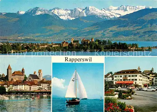 AK / Ansichtskarte Rapperswil SG Panorama Schloss Segelschiff Hotel de Lac Kat. Rapperswil SG