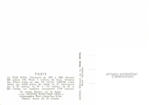 AK / Ansichtskarte Paris Stadtplan mit beruehmten Bauwerken Kat. Paris