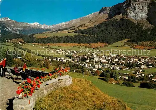 AK / Ansichtskarte Flims Dorf mit Piz Grisch Tschingelhoerner und Cassonsgrat Kat. Flims Dorf