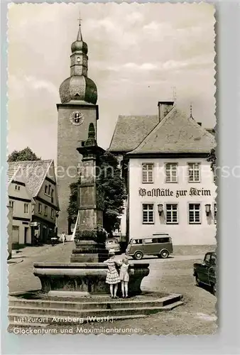 AK / Ansichtskarte Arnsberg Westfalen Gaststaette zur Krim Glockenturm Denkmal Kat. Arnsberg