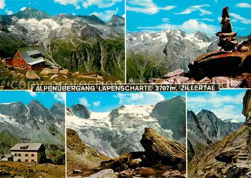 AK / Ansichtskarte Zillertal Alpenuebergang Lapenscharte Kasselerhuette Hoehenweg Greizerhuette Gebirgspanorama Zillertaler Alpen Kat. Regionales