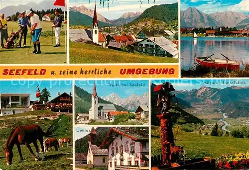 AK / Ansichtskarte Seefeld Tirol und Umgebung Golfplatz Pferde See Alpen Kat. Seefeld in Tirol