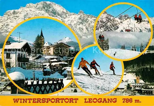 AK / Ansichtskarte Leogang Wintersportort Alpen Skifahrer Sessellift Kat. Leogang