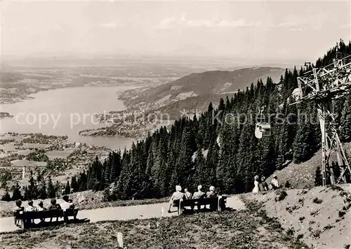 AK / Ansichtskarte Rottach Egern Wallbergbahn mit Bergstation und Tegernsee Kat. Rottach Egern