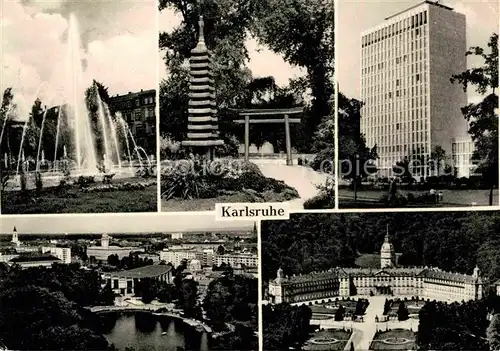 AK / Ansichtskarte Karlsruhe Baden Wasserspiele Stadtgarten KLV Hochhaus Stadtgartensee Schloss