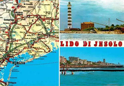AK / Ansichtskarte Lido di Jesolo Gebietskarte Leuchtturm Strand Kat. Italien