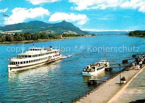 AK / Ansichtskarte Bad Godesberg Rhein mit Drachenfels Bootsanlegestelle