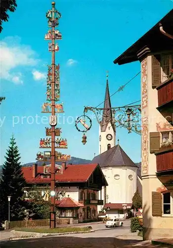 AK / Ansichtskarte Schliersee Ortsmotiv Maibaum Kirche Kat. Schliersee