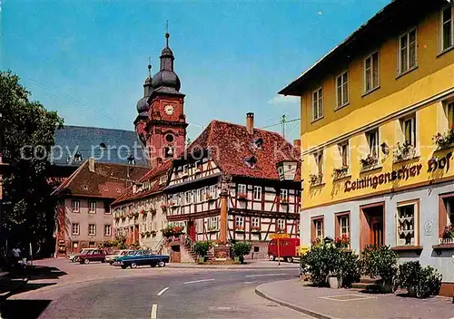 AK / Ansichtskarte Amorbach Marktplatz mit Pfarrkirche St Gangolf Kat. Amorbach