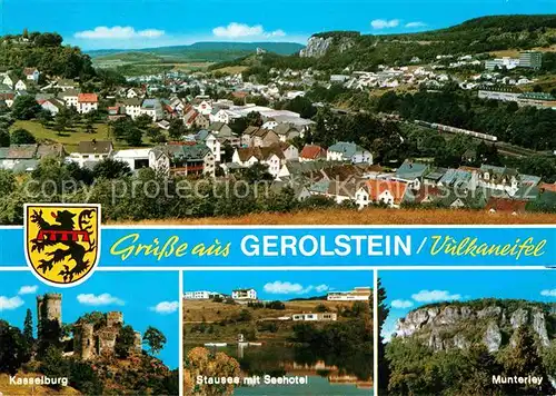 AK / Ansichtskarte Gerolstein Panorama Kasselburg Stausee mit Seehotel Munterley Kat. Gerolstein