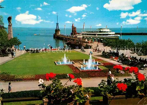 AK / Ansichtskarte Konstanz Bodensee Hafenanlagen mit MS Konstanz und Zeppelinbrunnen Kat. Konstanz