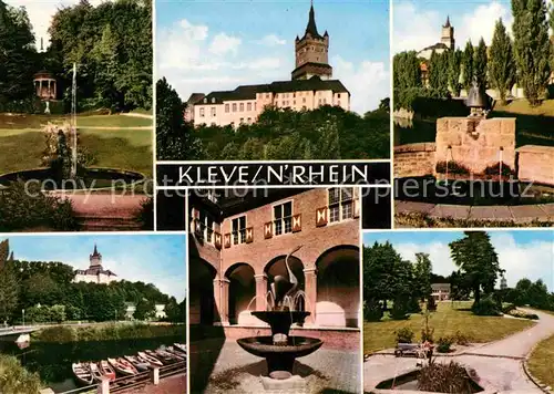 AK / Ansichtskarte Kleve Brunnen Schloss Park Bootsliegeplatz Kat. Kleve