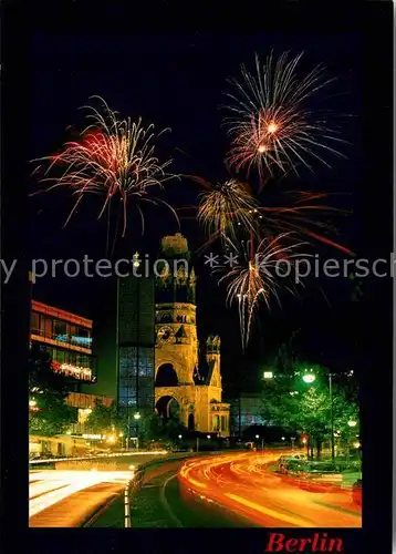 AK / Ansichtskarte Berlin Kaiser Wilhelm Gedaechtniskirche bei Nacht Feuerwerk Kat. Berlin