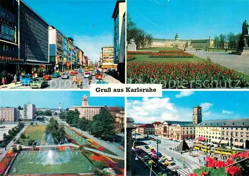 AK / Ansichtskarte Karlsruhe Baden Marktplatz Schloss Wasserspiele 