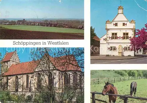 AK / Ansichtskarte Schoeppingen Panorama Kirche Gebaeude Pferde Kat. Schoeppingen